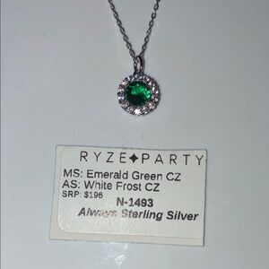 Sterling Silver Green Pendant Necklace